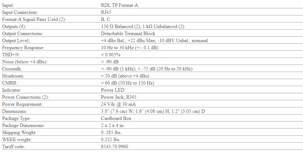 audio receiver twisted pair format